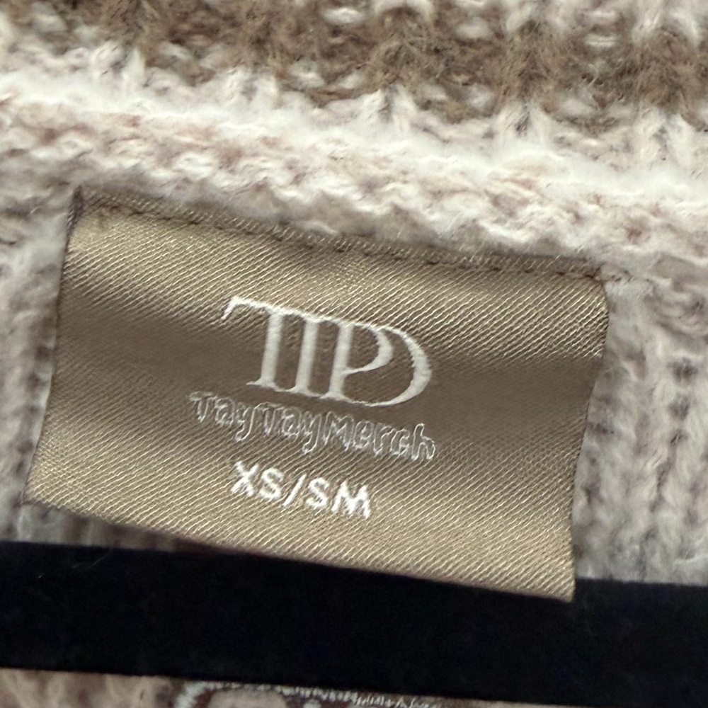 Taylor Swift The Tortured Poets Department Cardigan XS SM Cream Brown TTPD Merch - Picture 3 of 4